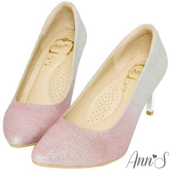 Ann’S高雅華麗2.0-漸層色調電鍍鞋跟尖頭高跟鞋-粉