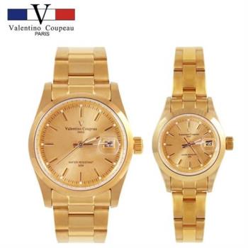【Valentino Coupeau】全金細針不鏽鋼殼帶男女手錶 范倫鐵諾 古柏