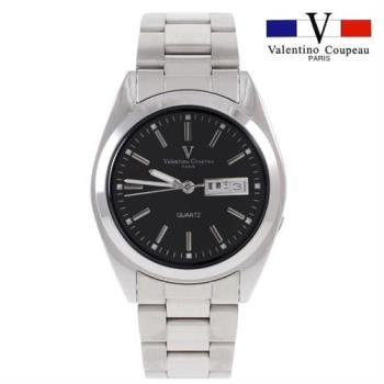【Valentino Coupeau】簡約不鏽鋼殼帶星期日期顯示中性手錶 范倫鐵諾 古柏