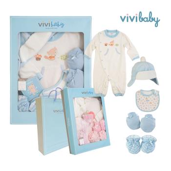【VIVIBABY】100%純棉 小松鼠小狐狸套裝 新生兒五件組禮盒 彌月禮盒 送禮自用兩相宜