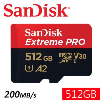 SanDisk 512GB 200MB/s Extreme PRO microSDXC U3 V30 A2 記憶卡