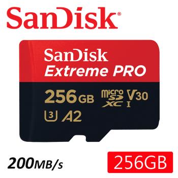 SanDisk 256GB 200MB/s Extreme PRO microSDXC U3 V30 A2 記憶卡