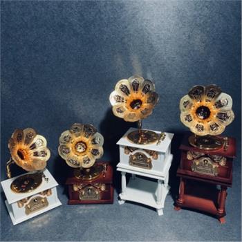 仿木質創意復古留聲機音樂盒擺飾 (加底座)