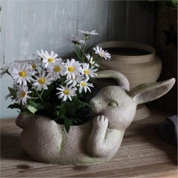 復古樹脂兔子花盆擺飾