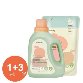 優生 嬰兒植淨酵素洗衣液體皂1200mlx1瓶+補充包1000mlx3包