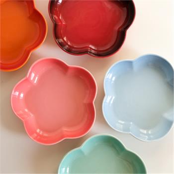 歐式陶瓷漸變色梅花造型家用餐盤