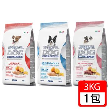 義大利SE卓越-天然呵護犬糧3Kg(小型成犬/全齡犬配方)