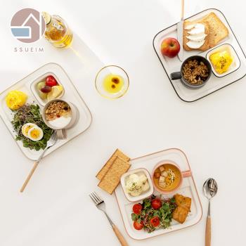 韓國SSUEIM RUNDAY系列個人早午餐陶瓷杯盤3件組