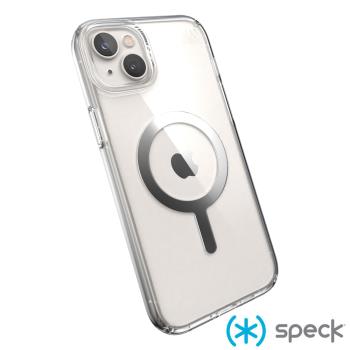 Speck iPhone 14 Plus (6.7吋) Presidio Perfect-Clear MagSafe 銀色磁吸透明防摔殼