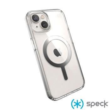 Speck iPhone 14 (6.1吋) Presidio Perfect-Clear MagSafe 銀色磁吸透明防摔殼
