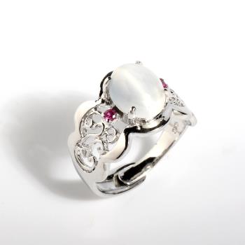【寶石方塊】天然貓眼月光石戒指-925銀飾-赫日流輝-活圍設計