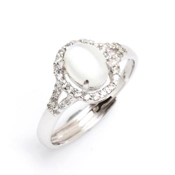 【寶石方塊】天然貓眼月光石戒指-925銀飾-怡然自得-活圍設計