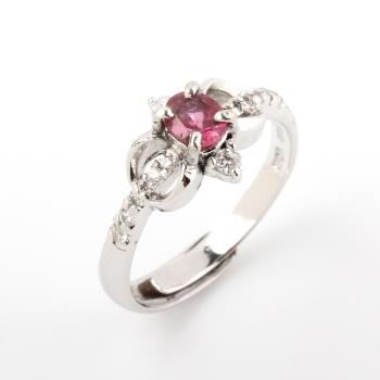 【寶石方塊】天然紅碧璽戒指-925銀飾-紅光滿面-活圍設計
