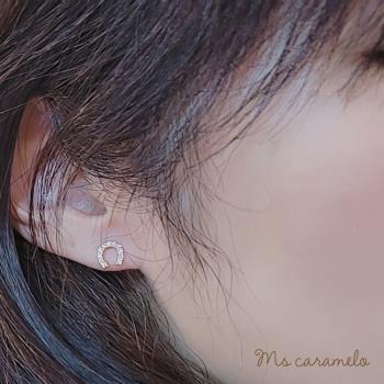 【焦糖小姐 Ms caramelo】925純銀 U型馬蹄 鋯石耳環