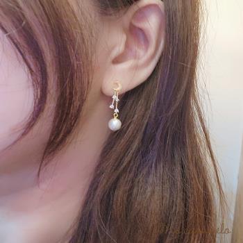 【焦糖小姐 Ms caramelo】925純銀 貝珠耳環 鋯石耳環 星月系列