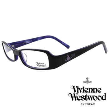 【Vivienne Westwood】經典LOGO造型英倫龐克風光學眼鏡(黑/紫VW165_04)