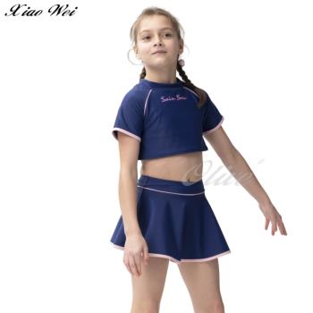 SAIN SON 聖手品牌女童/少女短袖二件式裙款泳裝NO.A8222018(現貨+預購)