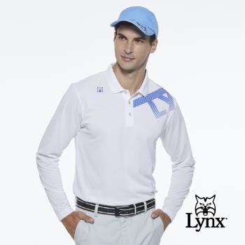 【Lynx Golf】男款吸濕排汗Lynx字樣山貓繡花長袖POLO衫(二色)