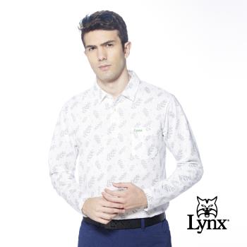 【Lynx Golf】男款吸排抗UV樹葉幸運草圖樣胸袋款長袖POLO衫/高爾夫球衫(二色)