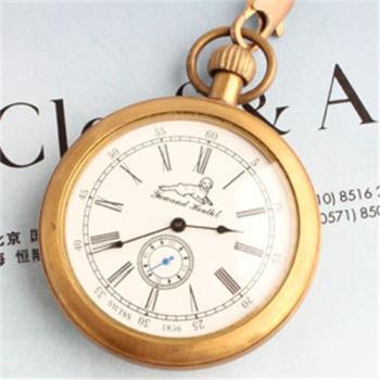 黃銅復古機械懷錶掛鍊
