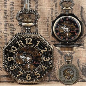 羅馬阿拉伯八邊形復古機械懷錶