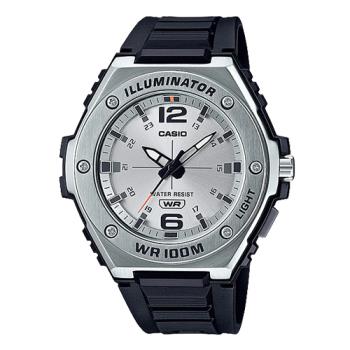 【CASIO 卡西歐】指針錶 MWA-100H-7A 男錶 樹脂錶帶 銀色 防水100米 LED照明 MWA-100H
