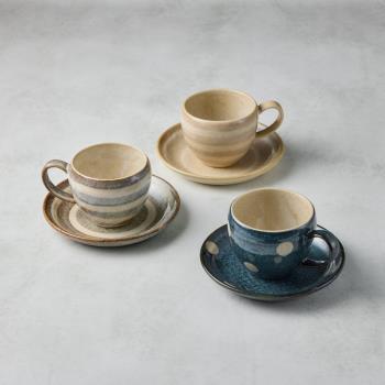 有種創意 - 日本美濃燒 - 圓釉咖啡杯碟組 - 三件組(6件式) - 200 ml