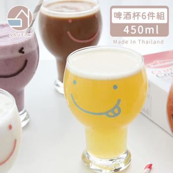 【韓國SSUEIM】微笑款玻璃啤酒杯6件組450ml