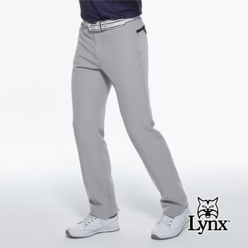 【Lynx Golf】男款日本進口布料彈性舒適後腰造型隱形拉鍊口袋平口休閒長褲-灰色