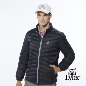 【Lynx Golf】男款保暖羽絨山貓織標LOGO夾標設計長袖外套(三色)