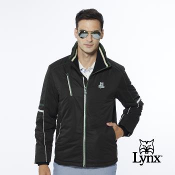 【Lynx Golf】男款保暖防風鋪棉兩袖配色拉線設計胸袋款長袖立領外套(二色)