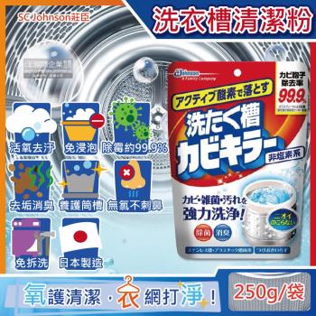 日本SC Johnson莊臣 免浸泡氧系除霉去汙消臭洗衣機槽清潔粉250g/袋(直立式,雙槽式筒槽強力洗淨劑)