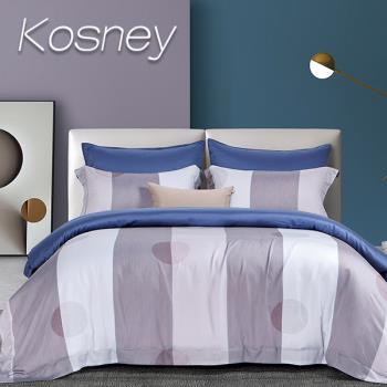 kosney 貴族藍 雙人60支天絲四件式兩用被床包組
