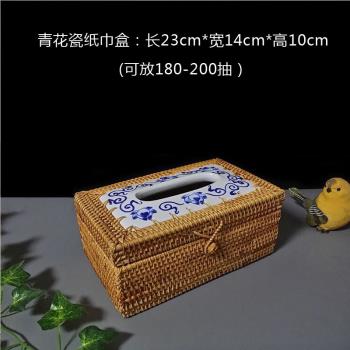 秋籐手工編織衛生紙盒 (青花瓷款)