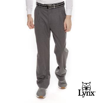 【Lynx Golf】男款歐洲進口布料伸縮腰頭質感毛料雙折西裝長褲(二色)