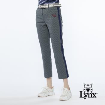 【Lynx Golf】女款經典百搭格紋側邊配布褲耳D型環設計窄管九分褲(二色)