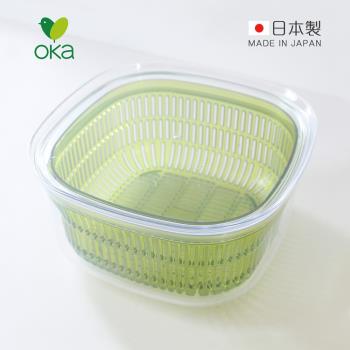 日本OKA Vegi mage日製透明雙層瀝水保鮮盒-大-2色可選