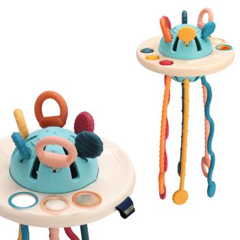 Colorland-彩色飛碟 水母拉拉樂 寶寶早教學習玩具 拉扯抓握益智玩具