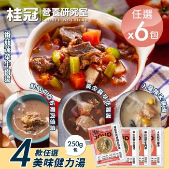 【桂冠營養研究室】美味健力湯4款任選x6包(冷凍湯品/濃湯/雞湯/牛肉湯/調理包)