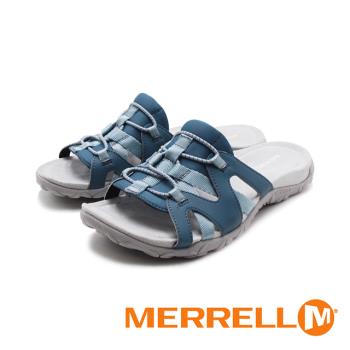 MERRELL(女)柔軟記憶墊織帶拖鞋 女鞋-藍