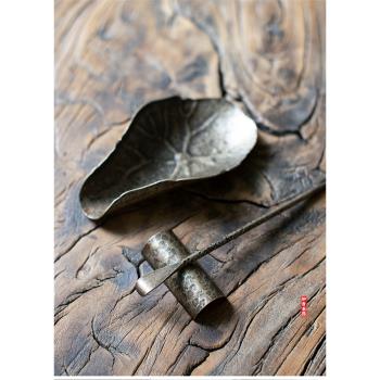 手工銅製茶荷套件茶道工具(四件組)