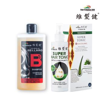 【維髮健】鋸棕櫚強化配方養髮組1+1 (鋸棕櫚養髮液200ml*1入+洗髮精300ml*1入)