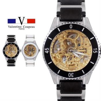 【Valentino Coupeau】鏤空機芯自動機械陶瓷+不鏽鋼帶男女手錶 范倫鐵諾 古柏