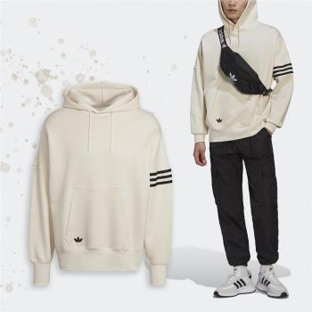 adidas 帽T Adicolor 男女款 長袖 連帽上衣 象牙白 黑 三線 寬鬆 三葉草 愛迪達 HM1870