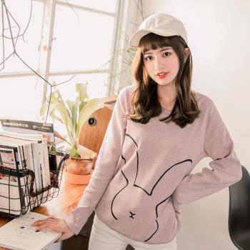 【OB 嚴選】台灣製造兔子燙印設計磨毛上衣 《AB8256》