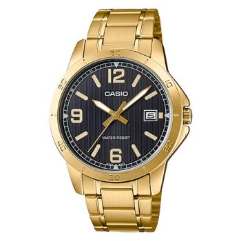 【CASIO 卡西歐】簡約時尚指針錶 金色 不鏽鋼錶帶 日常生活防水 MTP-V004 ( MTP-V004G-1B )