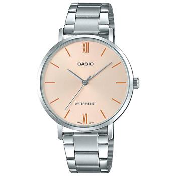 【CASIO 卡西歐】指針錶 簡約時尚女錶 不鏽鋼錶帶 粉色錶面 日常生活防水 LTP-VT01 ( LTP-VT01D-4B )