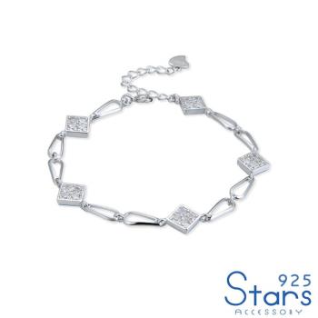 【925 STARS】純銀925閃耀鋯石美鑽幾何菱形造型手鍊 造型手鍊 美鑽手鍊