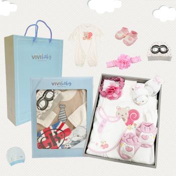 【VIVIBABY】100%純棉 禮盒組 新生兒禮盒 彌月禮盒 送禮自用 嬰兒禮盒(親膚透氣 100%MIT台灣製造)