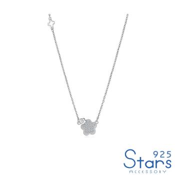 【925 STARS】純銀925微鑲美鑽可愛花朵造型項鍊 造型項鍊 美鑽項鍊 白金色
